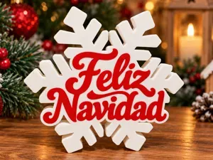Feliz Navidad Snowflake Shelf Decoration