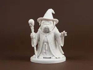 Cute Wizard Bulldog Fantasy Figurine 3D Model
