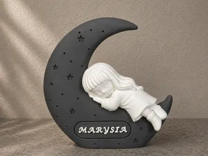 Sleeping Girl on Moon – Custom Name