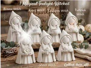 Tealight Witch With Sunflower Figure