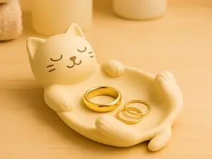 Sleeping Cat Jewelry Dish – Cute  Trinket Holder