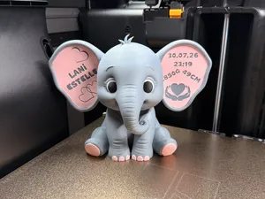 Cute Baby Elephant Birth Keepsake