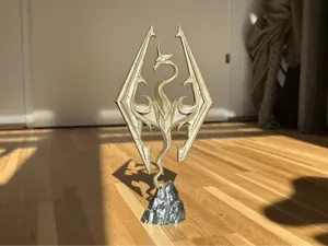 Skyrim Dragon Logo – 3 Versions and Stand