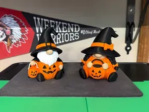 Halloween Pumpkin Gnome Duo Witchy Jack O' Lantern