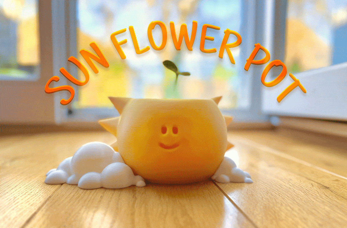 Sun and clouds flower pot