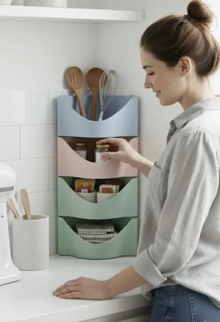 Modular Corner Organizer Bathroom Kitchen Office — Image 2 of 7