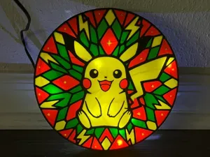 Pikachu Stained Glass Decor- Lightbox & Suncatcher