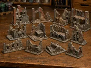 Set di 12 Rovine Urbane WWII – Scala 1:100 / 15 mm