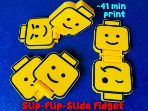 Brick Head Slider + Flip Fidget - Print in Place