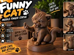 Funny Cat – Middle Finger Statue