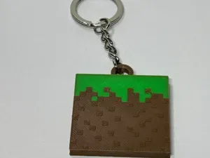 Minecraft-Inspired Grass Block Keychain