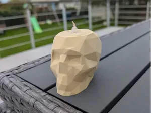 Bougeoir tête de mort low poly