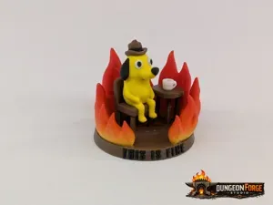 D&d Miniature - This is fine meme Fireball Diorama