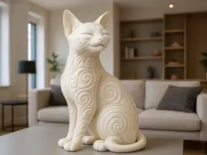 Elegante escultura de gato tribal - sin soportes