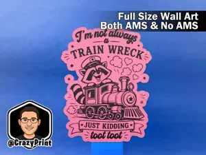 Funny- Im not a Train Wreck Wall Art/ Sign -NoAMS