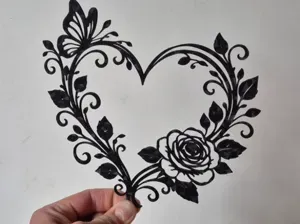 Shadow Art Wall Deco Heart Rose Butterfly