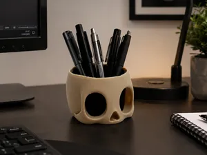 Skull Pen Holder | Gothic Desk Organizer