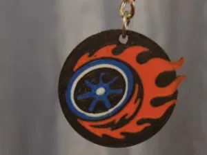 keychain - wheel on fire