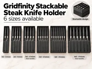 Gridfinity Stackable Steak Knife Holder - 6 Sizes