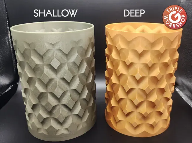Inverse Diamond Pleated Spiral Vases Shallow+Deep
