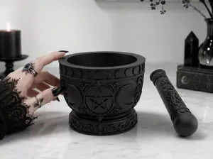 Gothic Decorative Mortar & Pestle triple moon