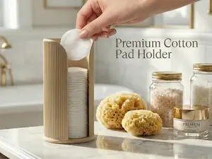 Fluted Cotton Pad Dispenser Elegant Bathroom
