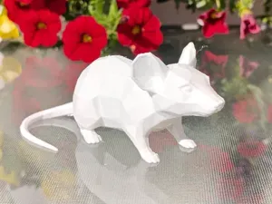 Geometric Low Poly Mouse Figurine