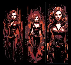Fan Art Set of 3 Bookmarks - Marvel's Black Widow in Action