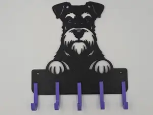 Dog Leash & Collar Holder, Miniature Schnauzer