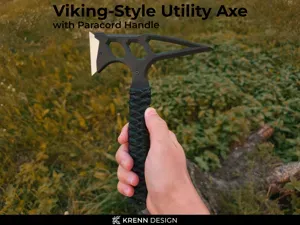 Viking-Style Utility Axe with Paracord Handle