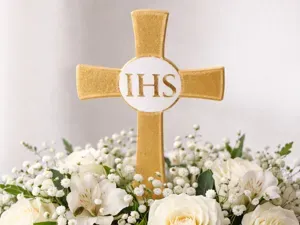 Cross Topper IHS – First Communion Decoration