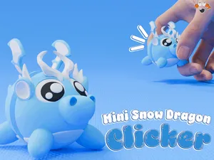 Cute Mini Snow Dragon Fidget Clicker + Keychain