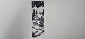 Cozy Cabin Christmas Scene Bookmark