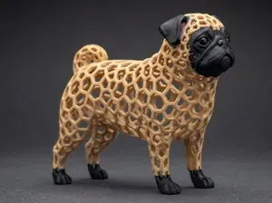 Stylized Sculpture Voronoi Pug Dog Figure