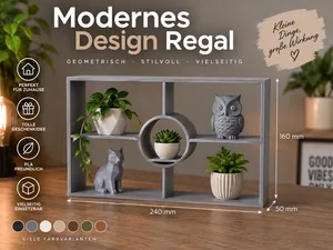 Modernes geometrisches Regal mit rundem Mittelfach