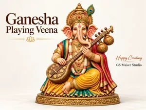 Ganesha Playing Veena – Divine Musical Sculpture