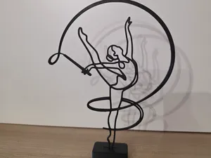 Rhythmic Gymnast Ribbon Line Art Sculpture