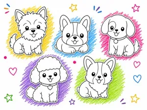 Colorea a los perritos más adorables!
