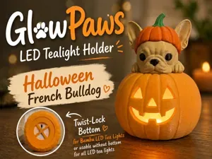 French Bulldog GlowPaws Tealight Holder Pumpkin
