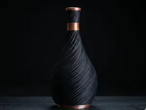 Spiral Twist Vase with Copper Accents