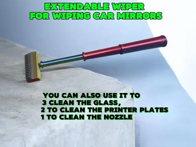 extendable wiper for wiping car mirrors