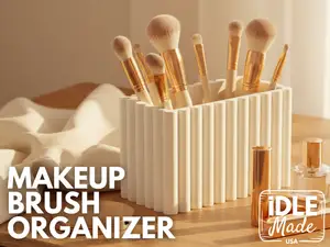 Fluted Makeup Brush Organizer - Ribbed Rectangle