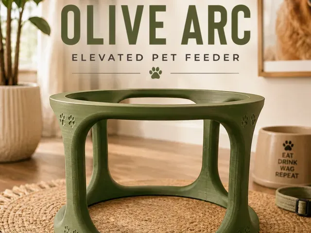 Olive Arc V2 - Parametric Elevated Pet Feeder