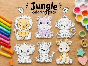 Cute jungle coloring craft pack