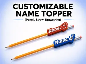 Customizable Name & Emoji Topper -Pencil/Pen/Straw