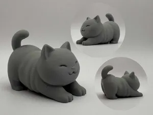 Stretching Chubby Cat – Cute Chibi Figurine