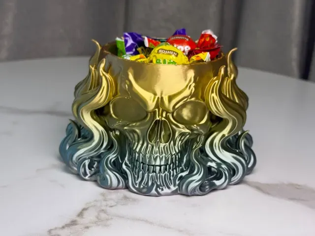 Flaming Skull Candy Bowl – Halloween Decor — Фото 8 из 17