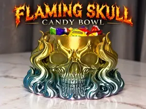 Flaming Skull Candy Bowl – Halloween Decor