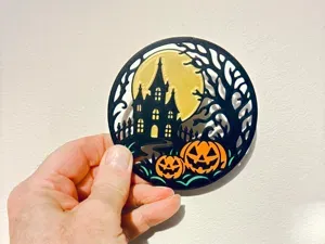 Haunted House & Pumpkins Halloween Coaster