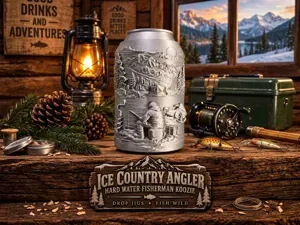 ICE COUNTRY ANGLER FISHERMAN Koozie Can Holder
